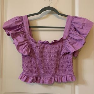 Purple Ruffle Crop Top